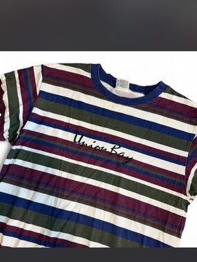 UNIONBAY Striped Tee in White, Blue, Green and Burgundy
